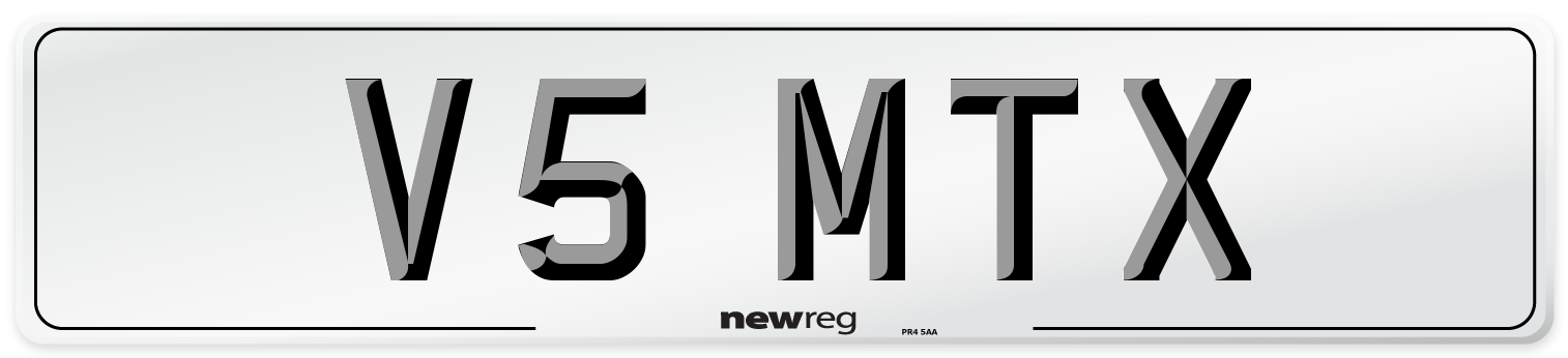 V5 MTX Number Plate from New Reg